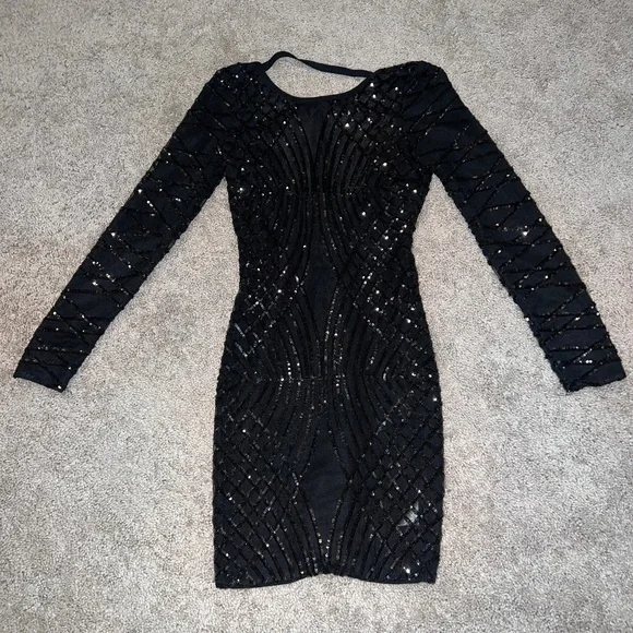 princess polly baby blue dress Weissman ultra sparkle black leotard dress dance acro mesh sleeves main image 1